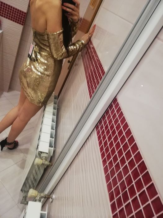 Nowa cekinowa sukienka cekiny wesele 36 s hiszpanka panieński 18 wow