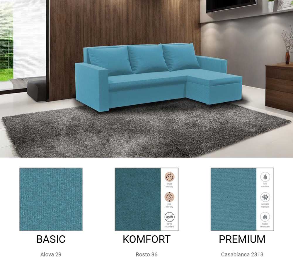 Narożnik z funkcją spania Loft / Różne kolory / Raty / SZYBKA DOSTAWA!