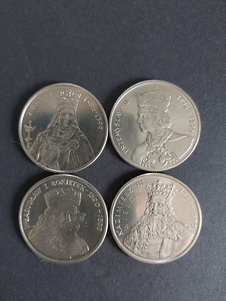 4 monety 100zł z Królami Polski.