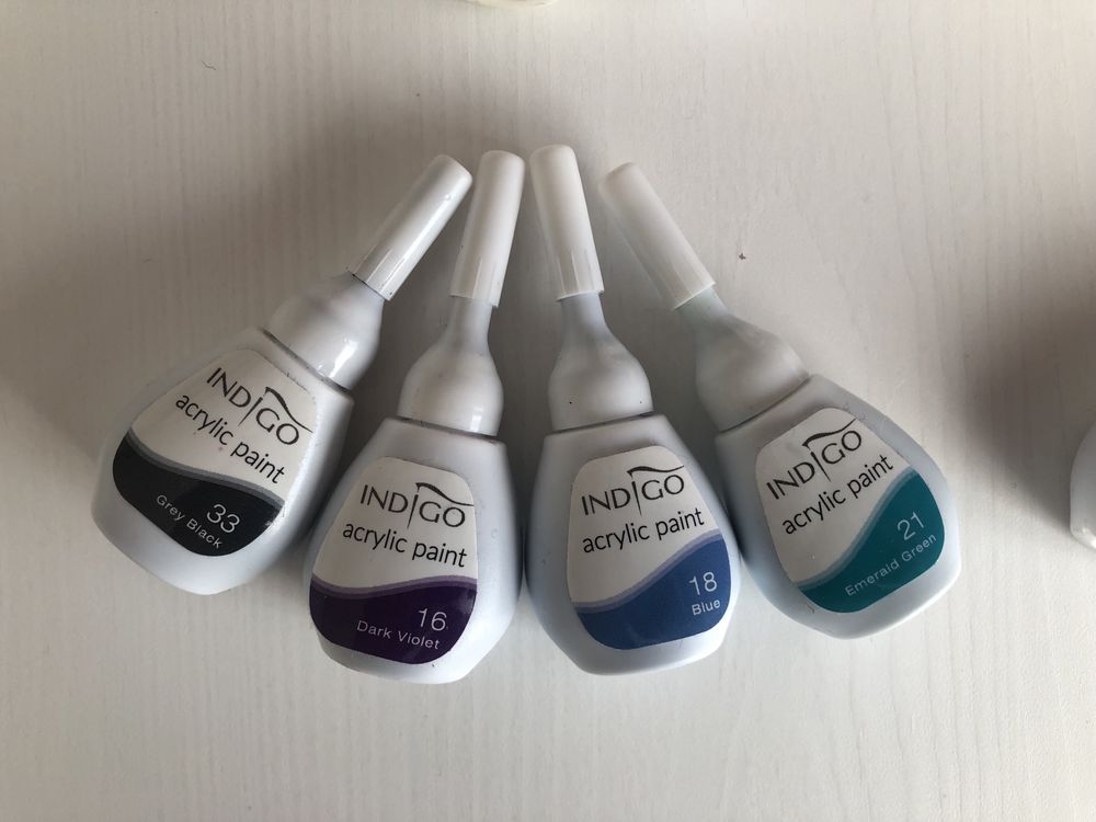 Zestaw 16 farbek akrylowych indigo hybryda lakier hybrydowy manicure