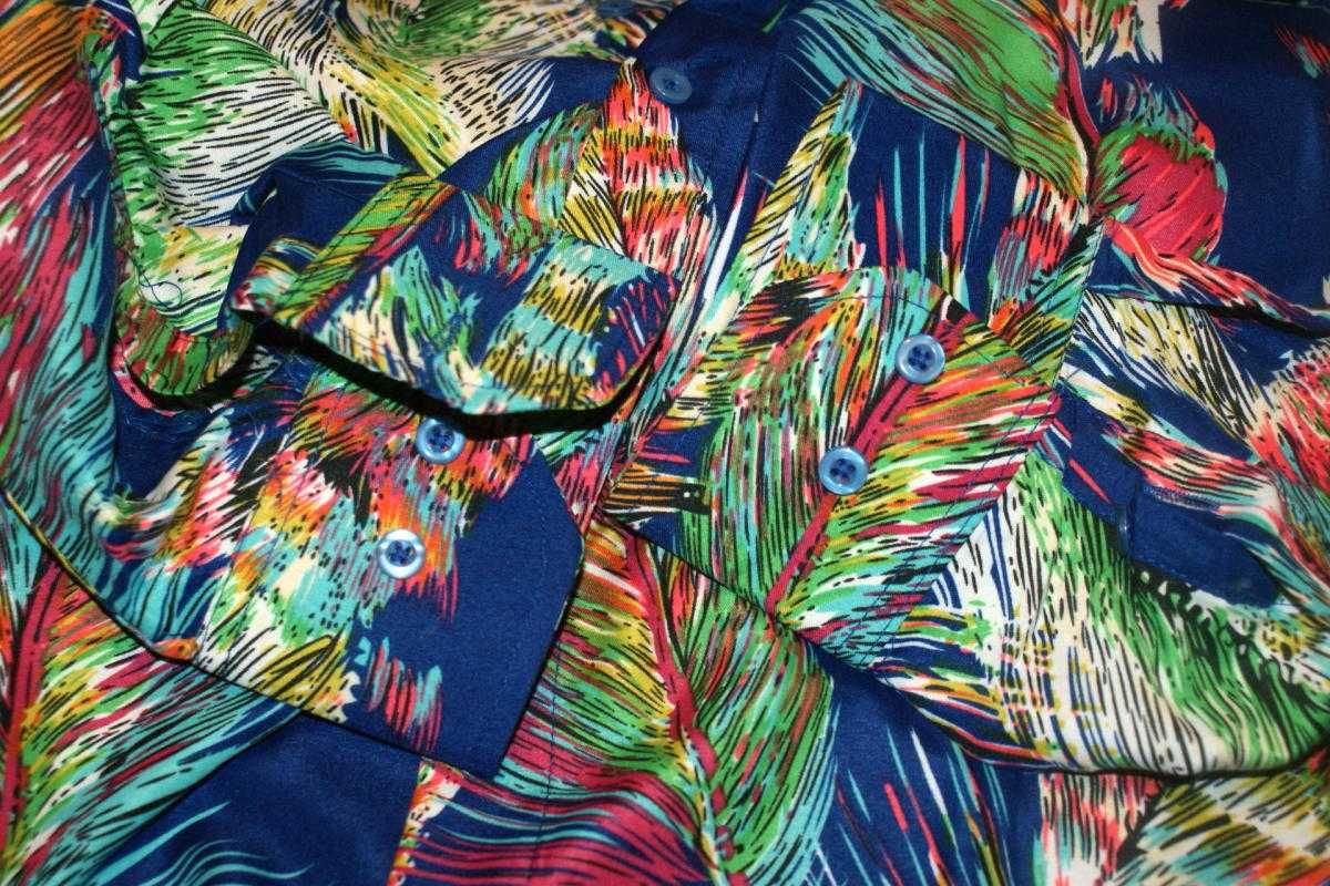 New Man pióra mulitikolor koszula męska gypsy hippie boho L XL