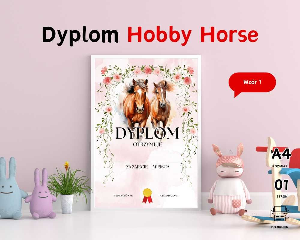 Dyplom Hobby Horse – 5 wzorów do wyboru A4 PDF do druku