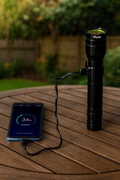 Latarka LED Taktyczna Akumulatorowa Wojskowa ZOOM 30W USB-C Powerbank