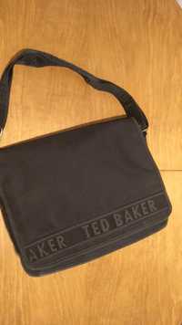 Czarna torba Ted Baker, laptop, dokumenty, dużo kieszonek