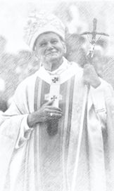 Portret sw. Jan Paweł II obraz papieża ołówkiem
