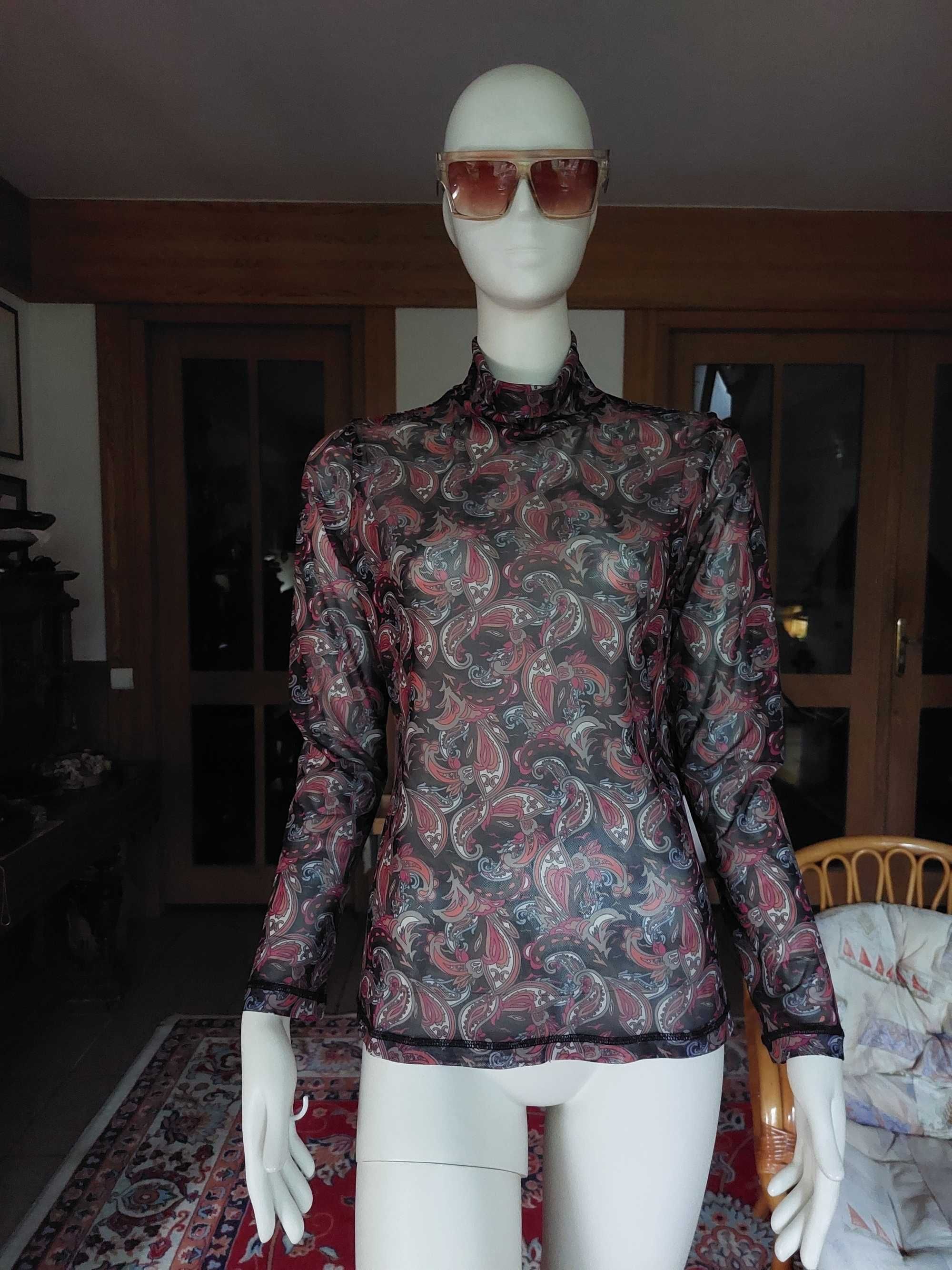 półprzezroczysty golf mesh B. Copenhagen orientalny Paisley siateczka