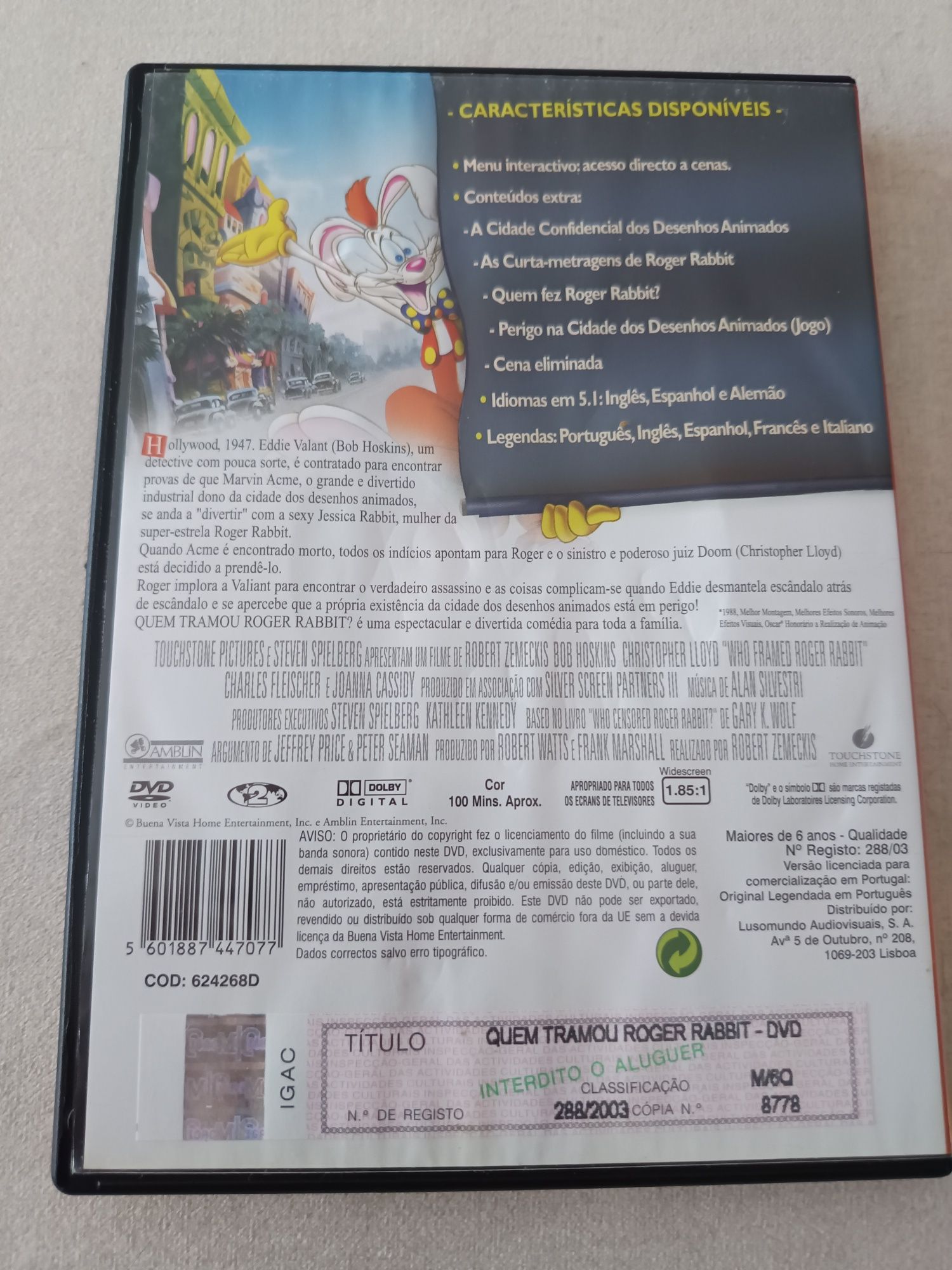 DVD quem tramou Roger Rabbit
