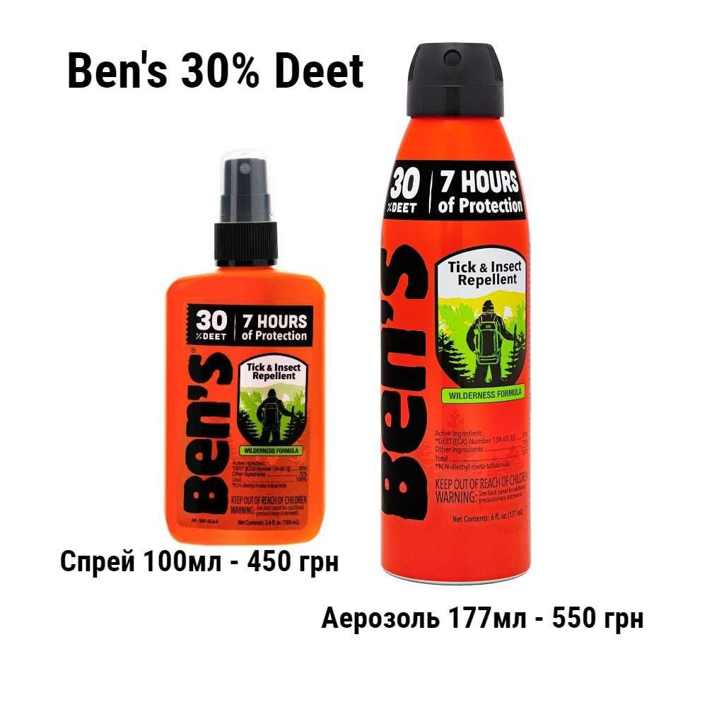 Засіб від комах Bens 30 Deet Insect Repellent Spray комарів, кліщів