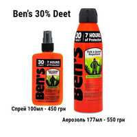 Засіб від комах Bens 30 Deet Insect Repellent Spray комарів, кліщів