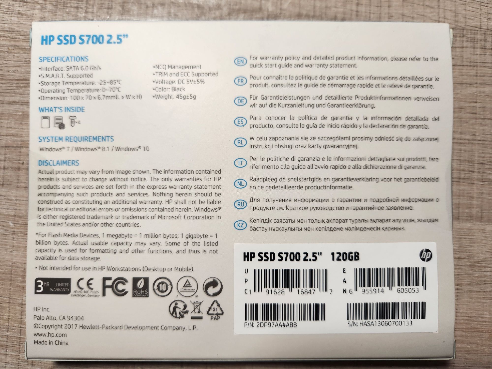 SSD диск HP S700 120GB 2.5" SATAIII 3D NAND TLC (2DP97AA)