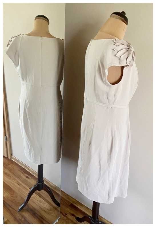 Semper sukienka midi bez nude pastele pagony basic xl okazje beżowy