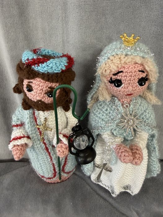 Trzej królowie szopka bożonarodzeniowa Figurki świąteczne szydełkowe