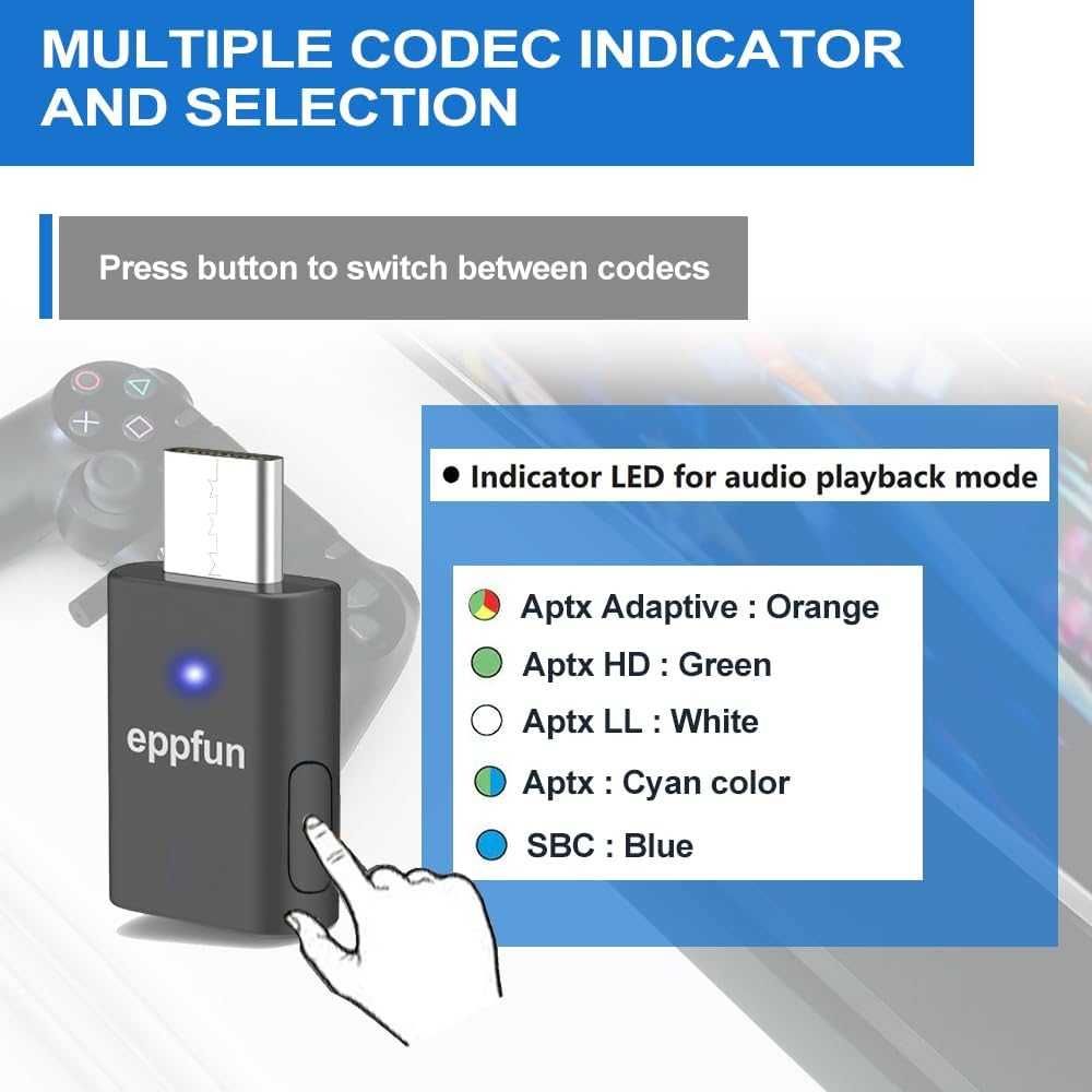 adapter nadajnik audio Bluetooth 5.2 USB C do PS5 Nintendo 584