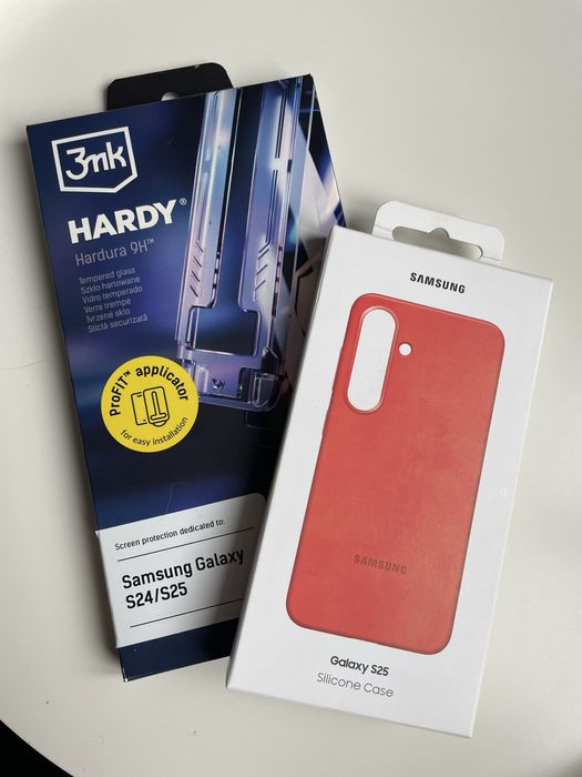 Oryginalne etui samsung s25 i szkło hartowane z aplikatorem. Nowe.