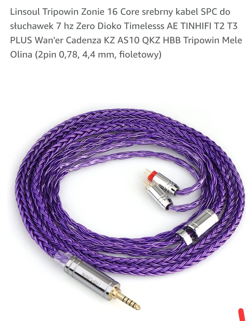 Linsoul Tripowin Zonie 16 Core srebrny kabel SPC do słuchawek 7 hz