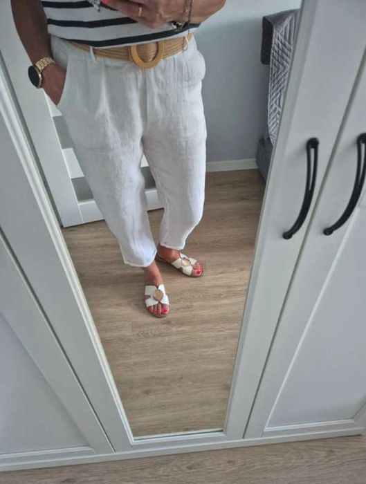 spodnie len italy moda