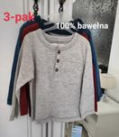 104zł  100% bawełna 3-pak. Bluzki long sleeve z długim rękawem 80cm