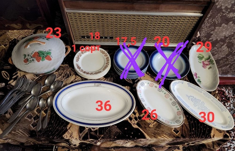 Тарелки СССР, тарілки СРСР, тарелка 1,2,3 сорт селедочница, бульонница