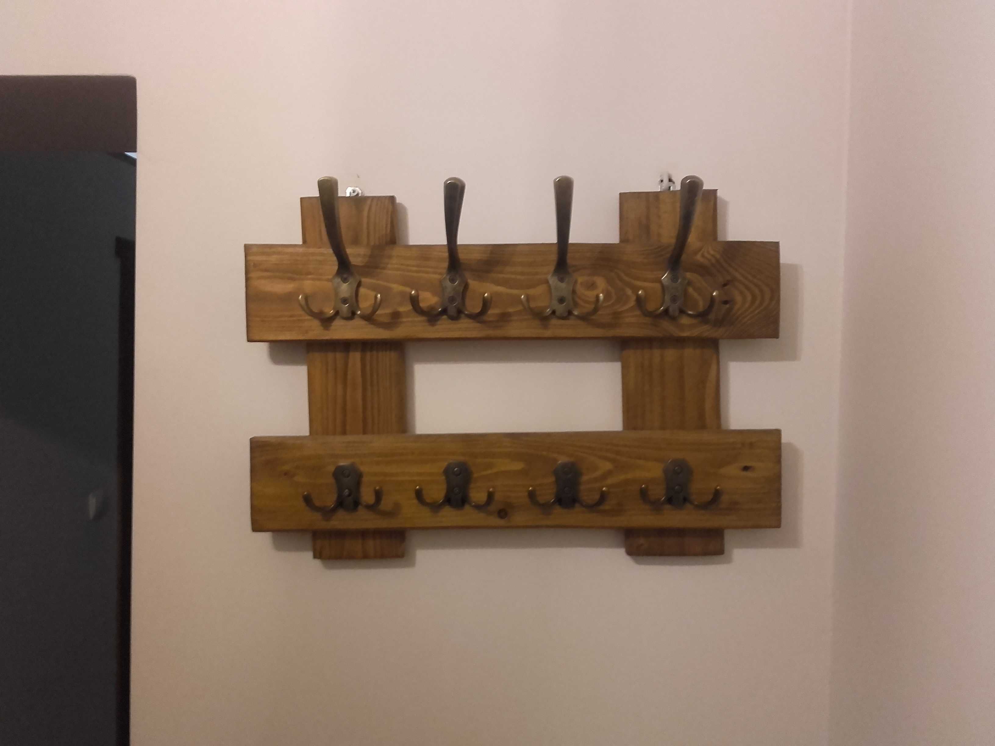 Wieszak ścienny na ścianę drewniany podwójny handmade