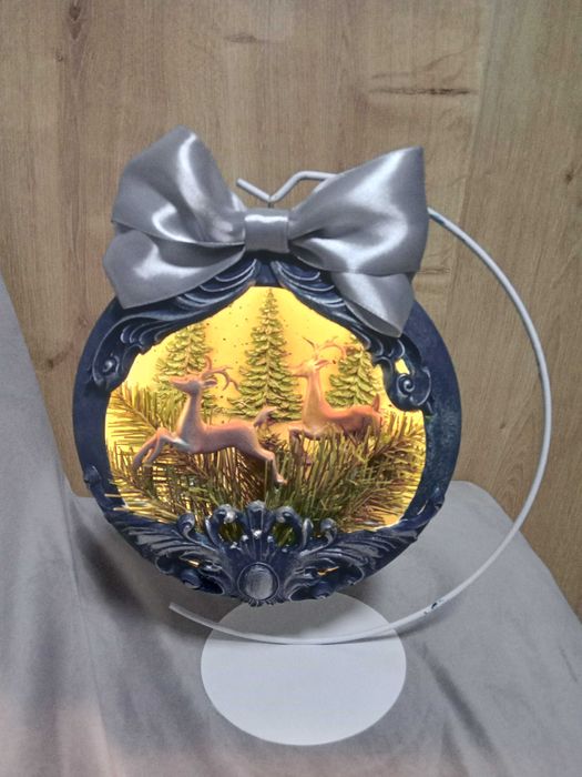 Bombka świąteczna otwarta + lampki ciepła biel