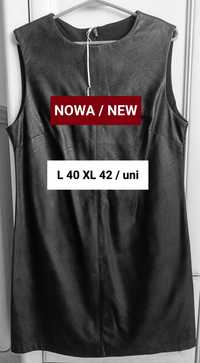 M L XL uni czarna sukienka skórzana eko skóra alternative rock nowa