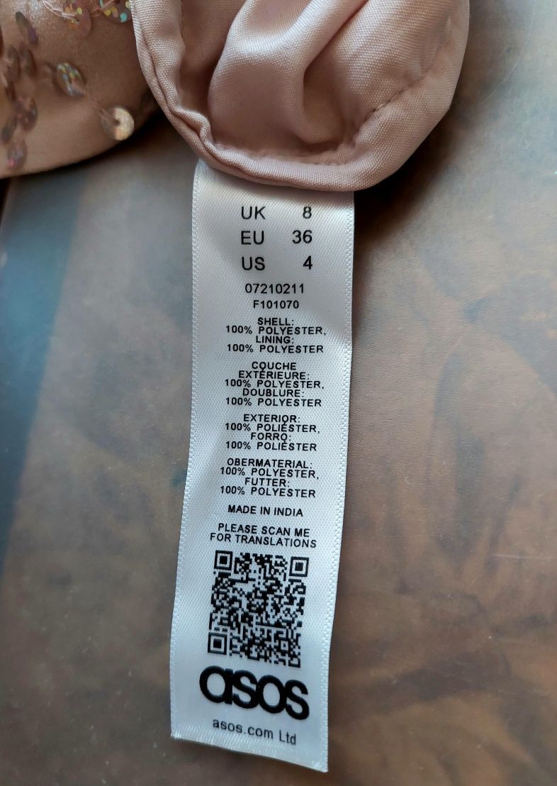 Sukienka maxi blady róż cekiny zjawiskowa Asos rozm. S sylwester