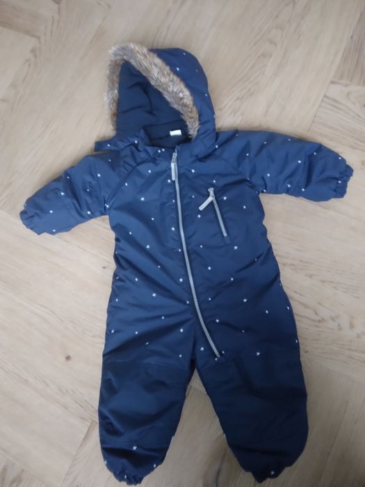 Kombinezon zimowy h&m granatowy w gwiazdki r.80