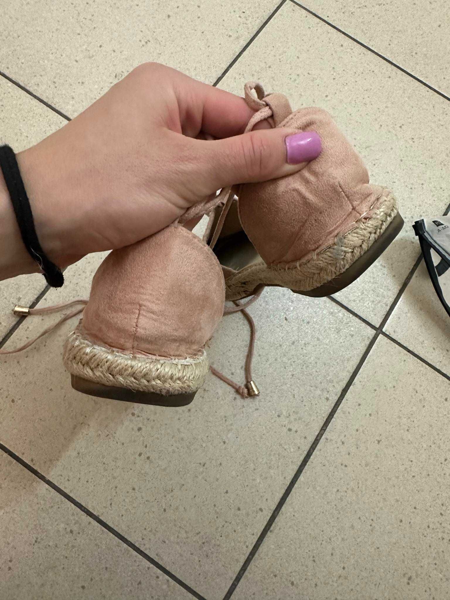 Espadryle różowe obuwie letnie wiązane 39 deeze ccc zara