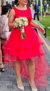 Śliczna czerwona sukienka na wesele/ślub cywilny rozmiar M, jak nowa