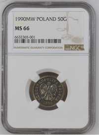 Moneta 50 groszy 1990 NGC MS66