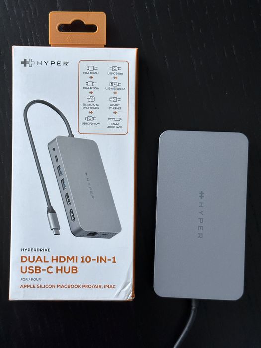 Hub USB do Macbooka Hyper 10-in-1 | 2x4k, czytnik kart SD
