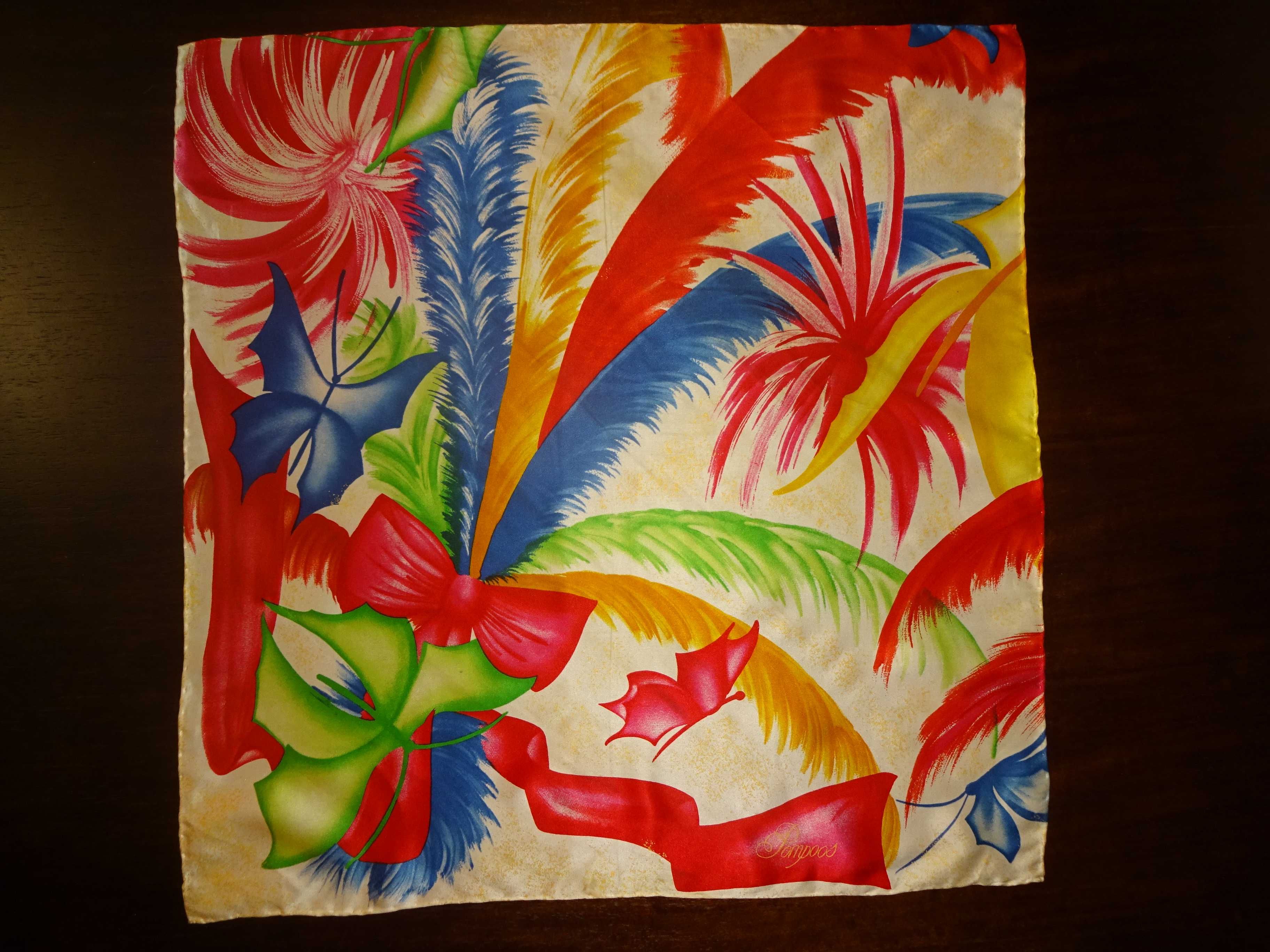 POMPOOS 100% SILK oryg. LUX jedwabna apaszka gawroszka rolowana