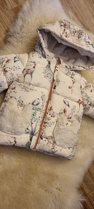 Kurtka Zimowa  z motywem leśnym  Next 3-6 m 68 cm nowa