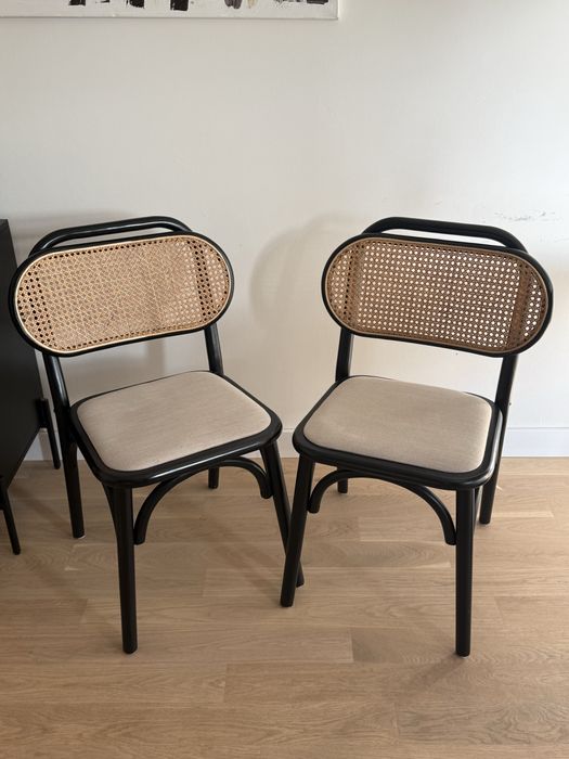 Kave home krzesło drewniane rattan plecionka wiedeńska fameg kave home