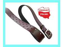 Pas Wojskowy Skóra Naturalna, Kasztan, Jasny Brąz, Duży Rozmiar 4XL