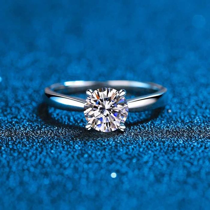 Anel Ouro Branco 18K, 2CT, Zircônia Brilhante Redonda com Certificado