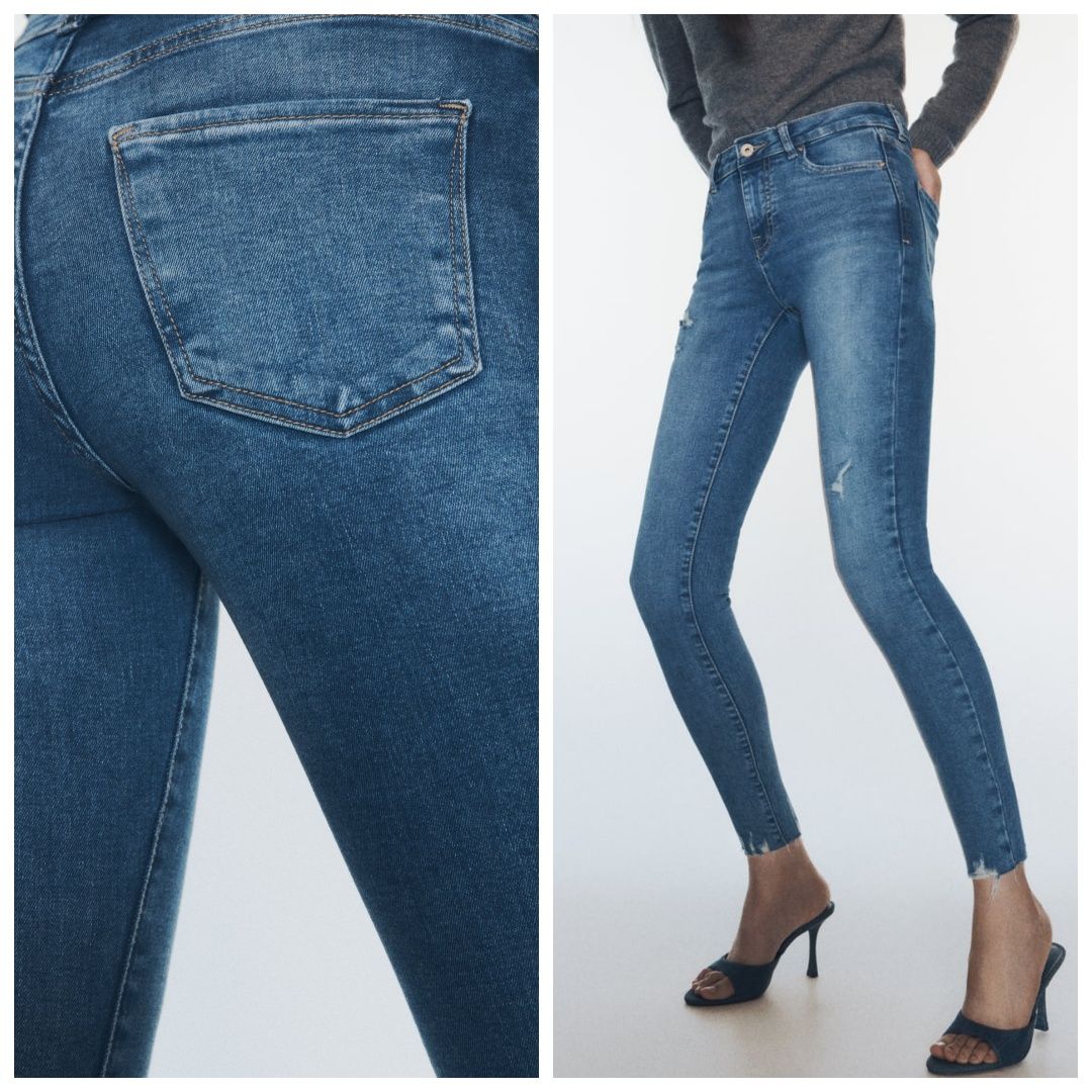 ZARA 36r niebieski jeansy skinny