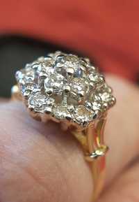 Złoty pierścionek z naturalnymi brylantami / diamentami 0,82ct p.750