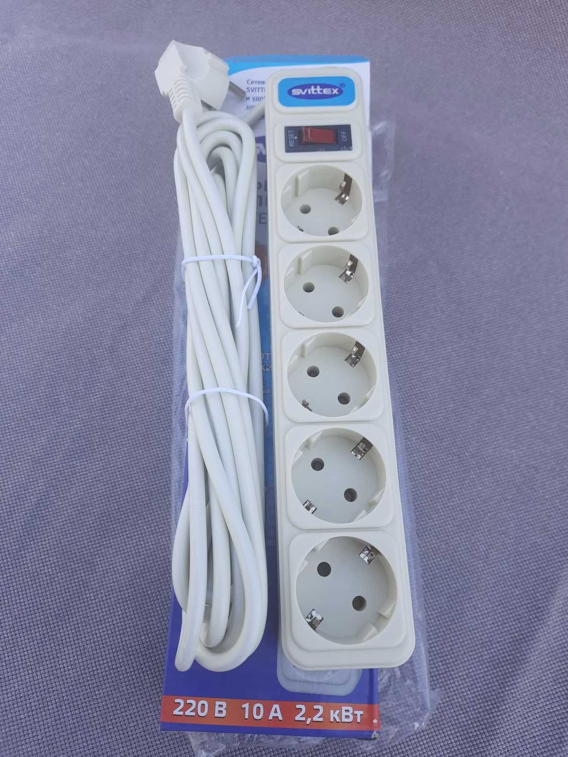 Удлинитель сетевой фильтр Svittex 5м. с заземлением/10A. 2,2Квт.