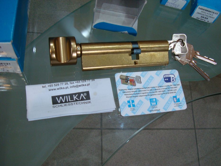 Wkładka patentowa, bębenk. WILKA 1405 kl. B, z gałką 45/65G, MOSIĄDZ