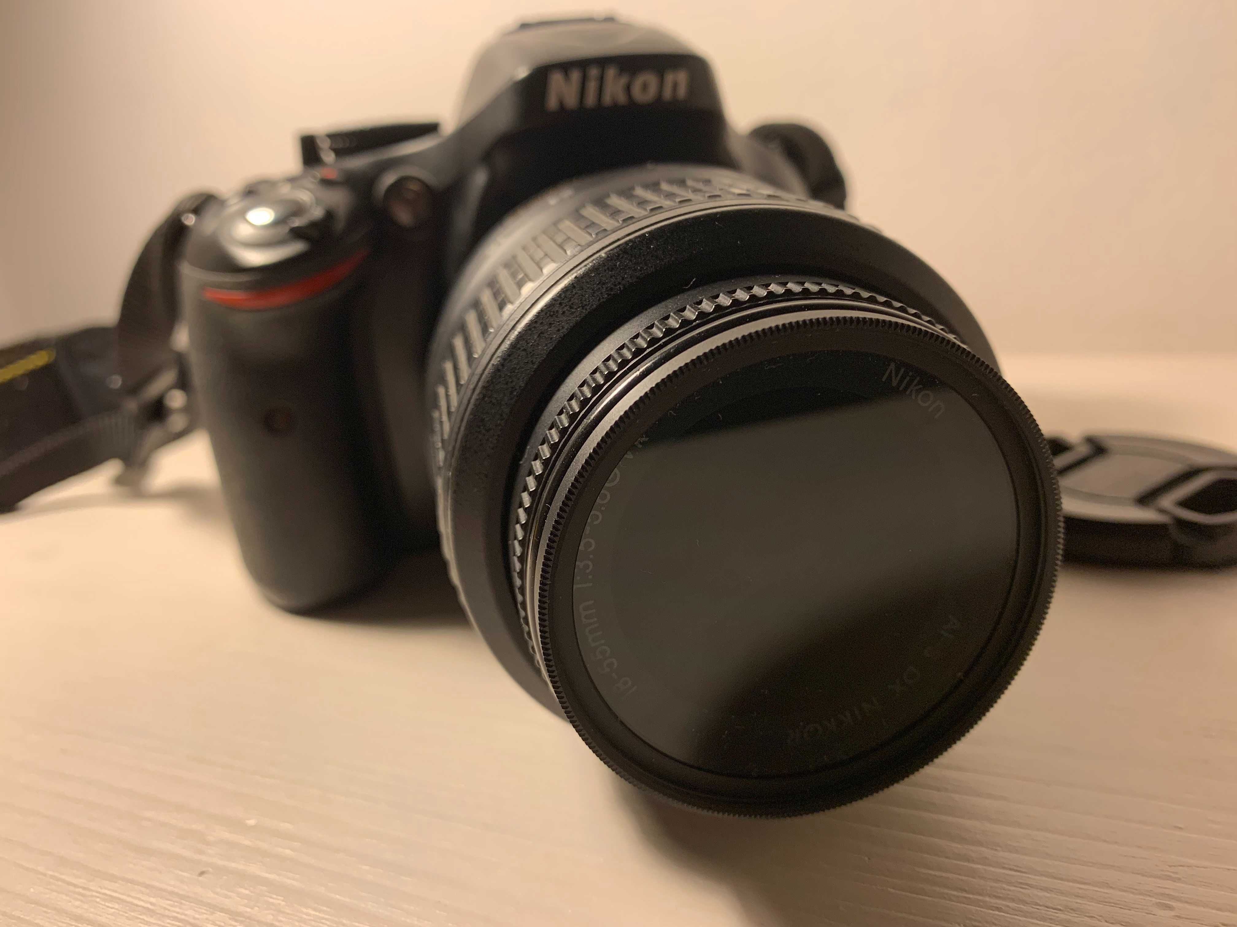 Lustrzanka Nikon D5200 wraz z obiektywem Af-S Nikon 18-55, zestaw.