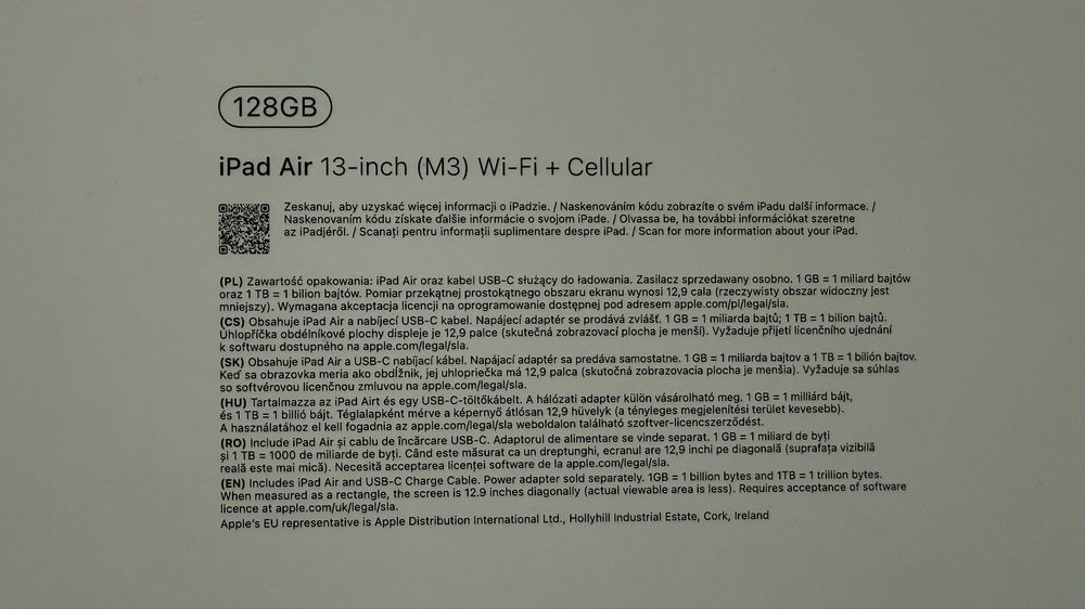 Tablet / Apple iPad Air 13 Wi-Fi Cellular 128GB Space Gray jak nowy.
