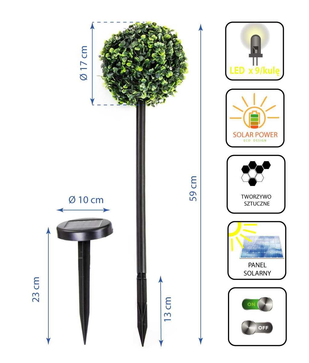 zestaw lamp solarnych 3 KUL BUKSZPANOWYCH 27 LED