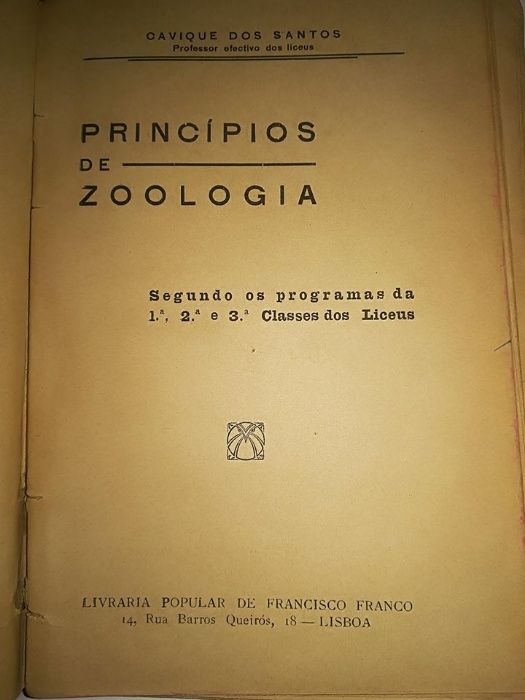 Princípios de zoologia 1.ª, 2.ª e 3.ª Classes