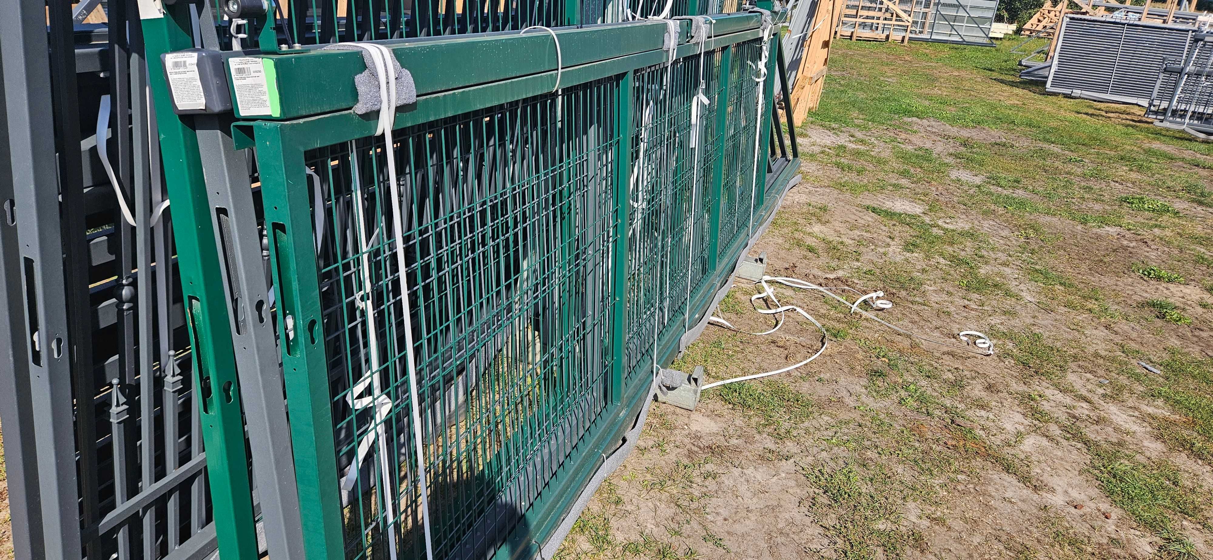 Brama Przesuwna panelowa lewa prawa 4m 400x120 zielona ocynk KOMPLETNA