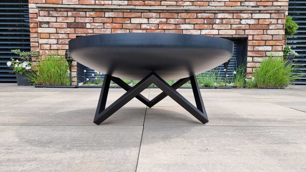 Solidne Duże  Palenisko ogrodowe Głębokie Czarne 100 cm Stalowe 3 mm