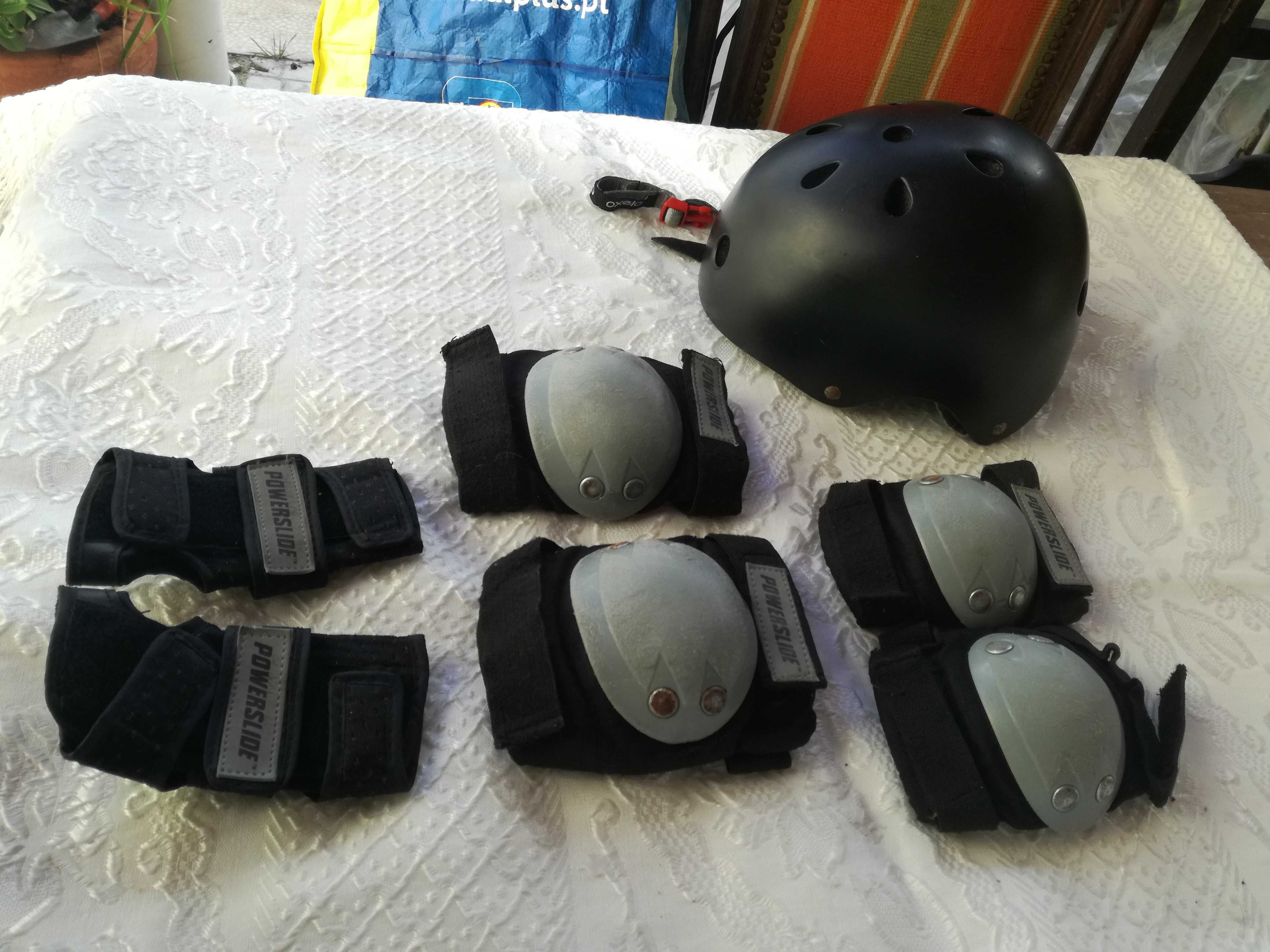 Kit proteção capacete oxelo e proteção powerslide