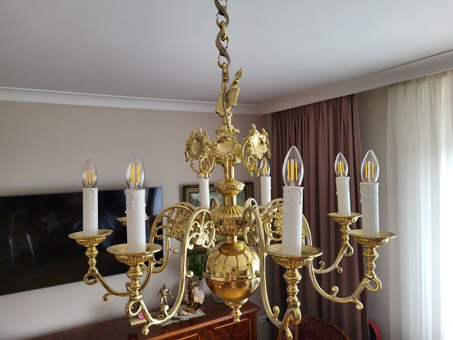 Żyrandol z mosiądza Księstwa Warszawskiego