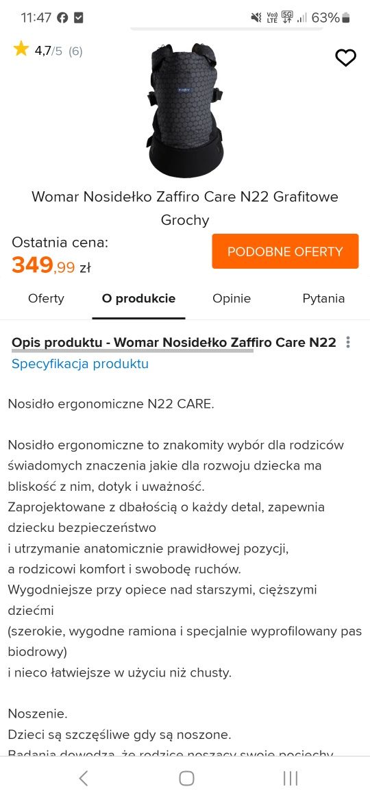 Nosidło ergonomiczne