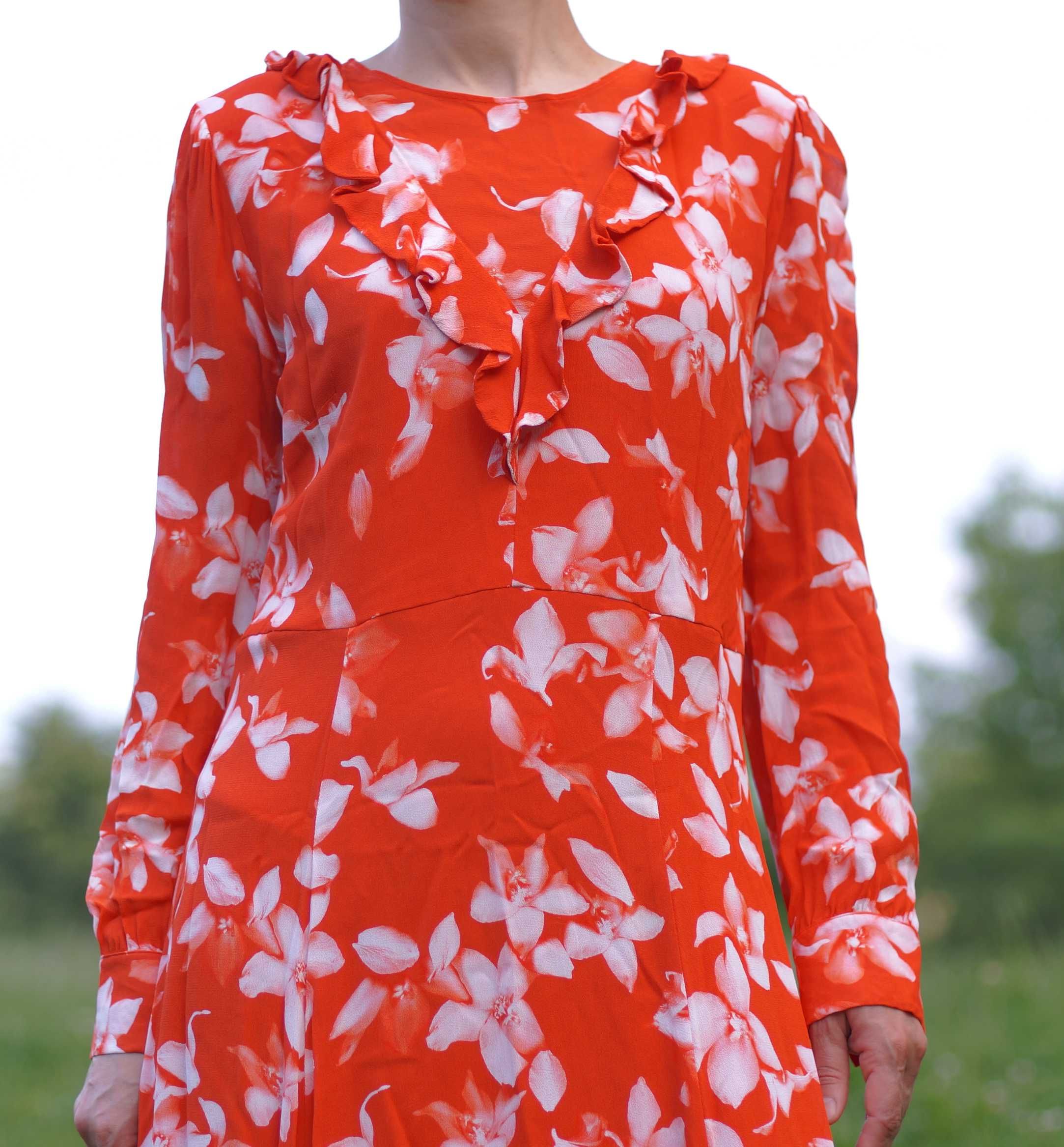 sukienka IVY & OAK 42 w kwiaty długość maxi z długimi rękawami